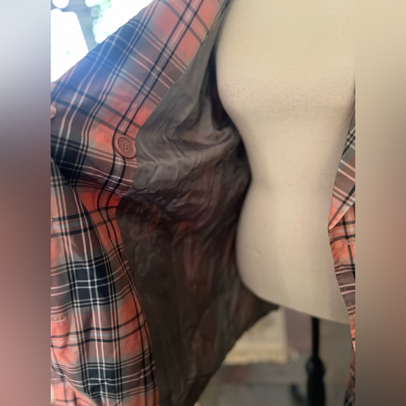 Avenue - coral pink plaid rainproof trench coat - Picture 8 of 12